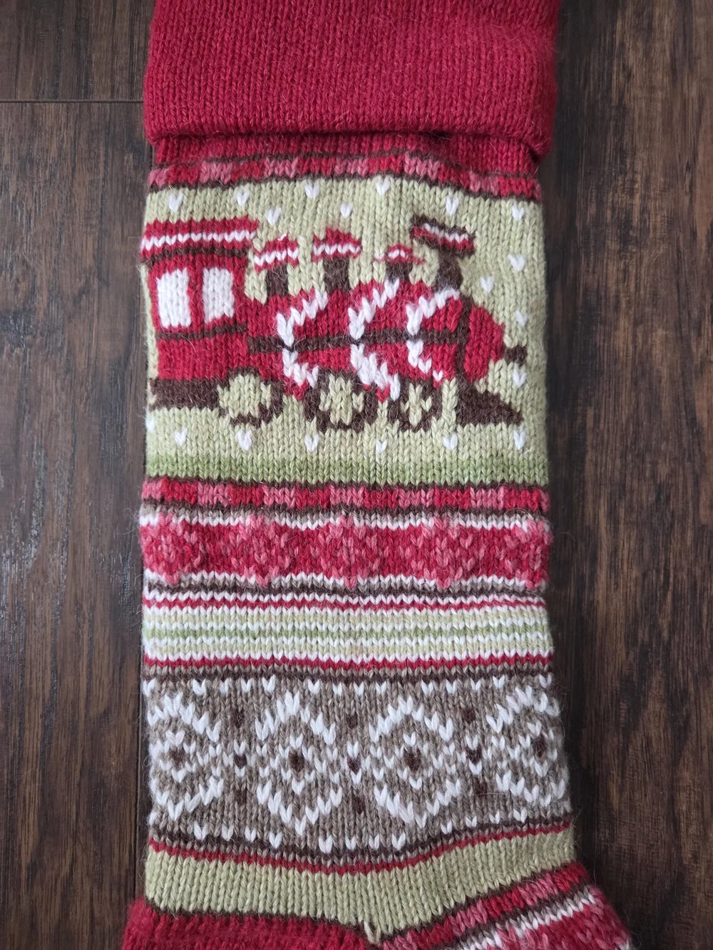 Pottery Barn Woodland Knit Holiday Stockings in Red, Green, Cream, Brown